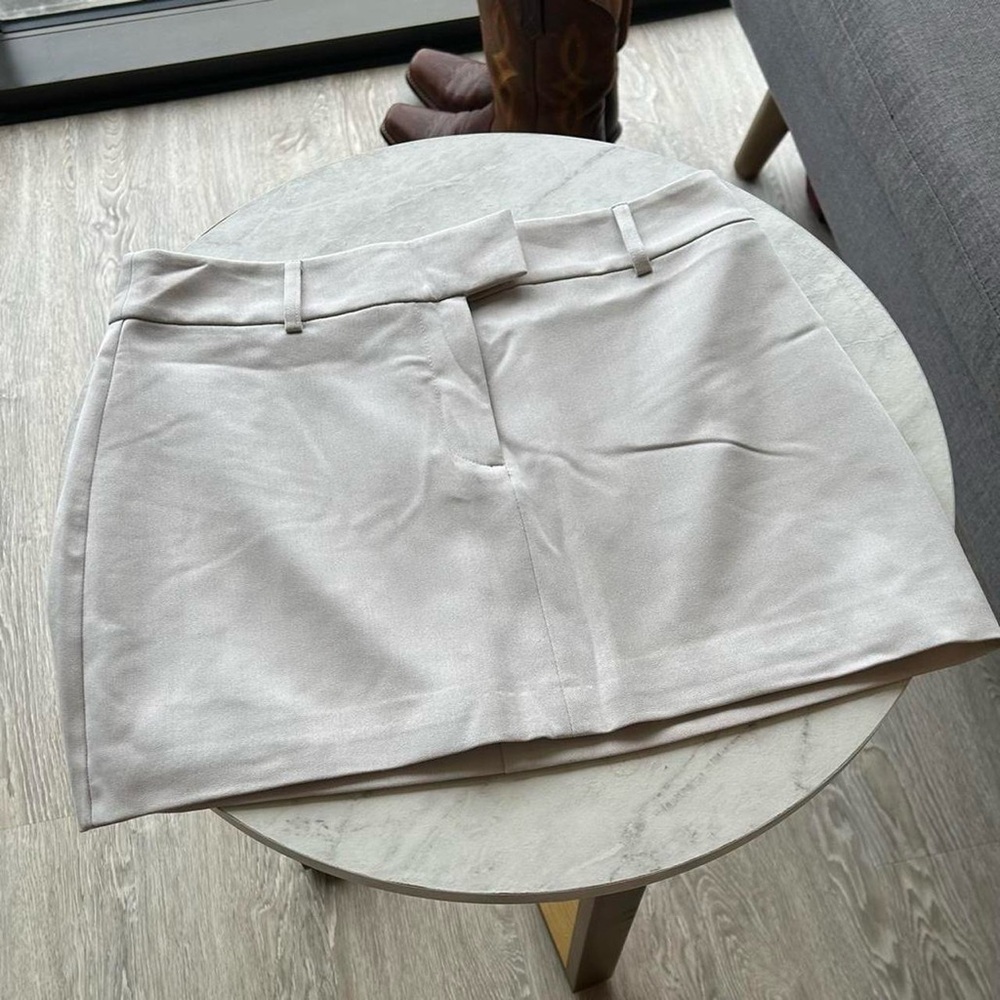 Glassons Australia Tailored Mini Skirt in beige / cream ivory